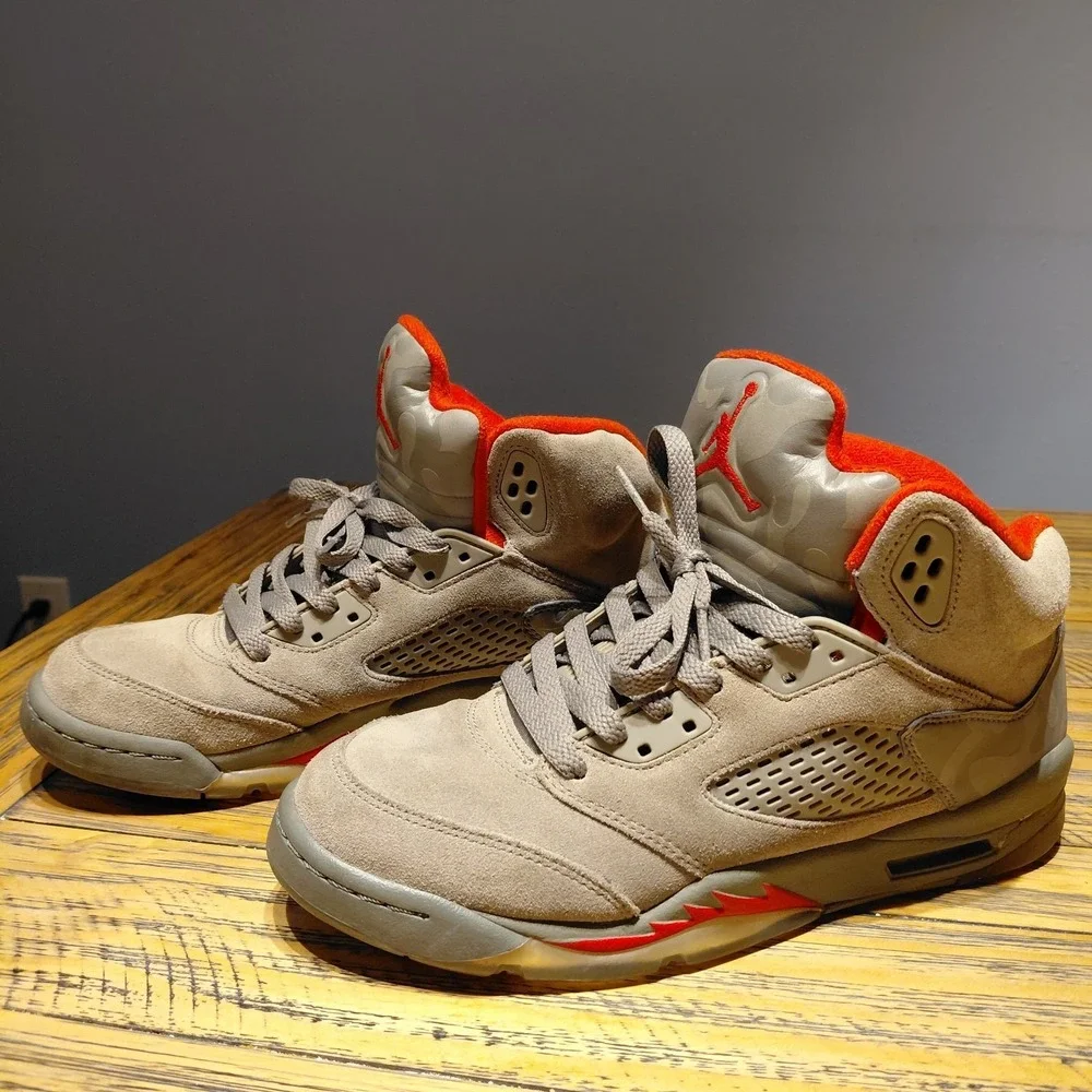 Nike Air Jordan 5 Retro P51 Camo Youth Size 7Y  Sneakers Olive Basketball